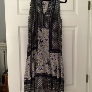 Rebecca Taylor silk sundress, Navy blue, black and white pattern